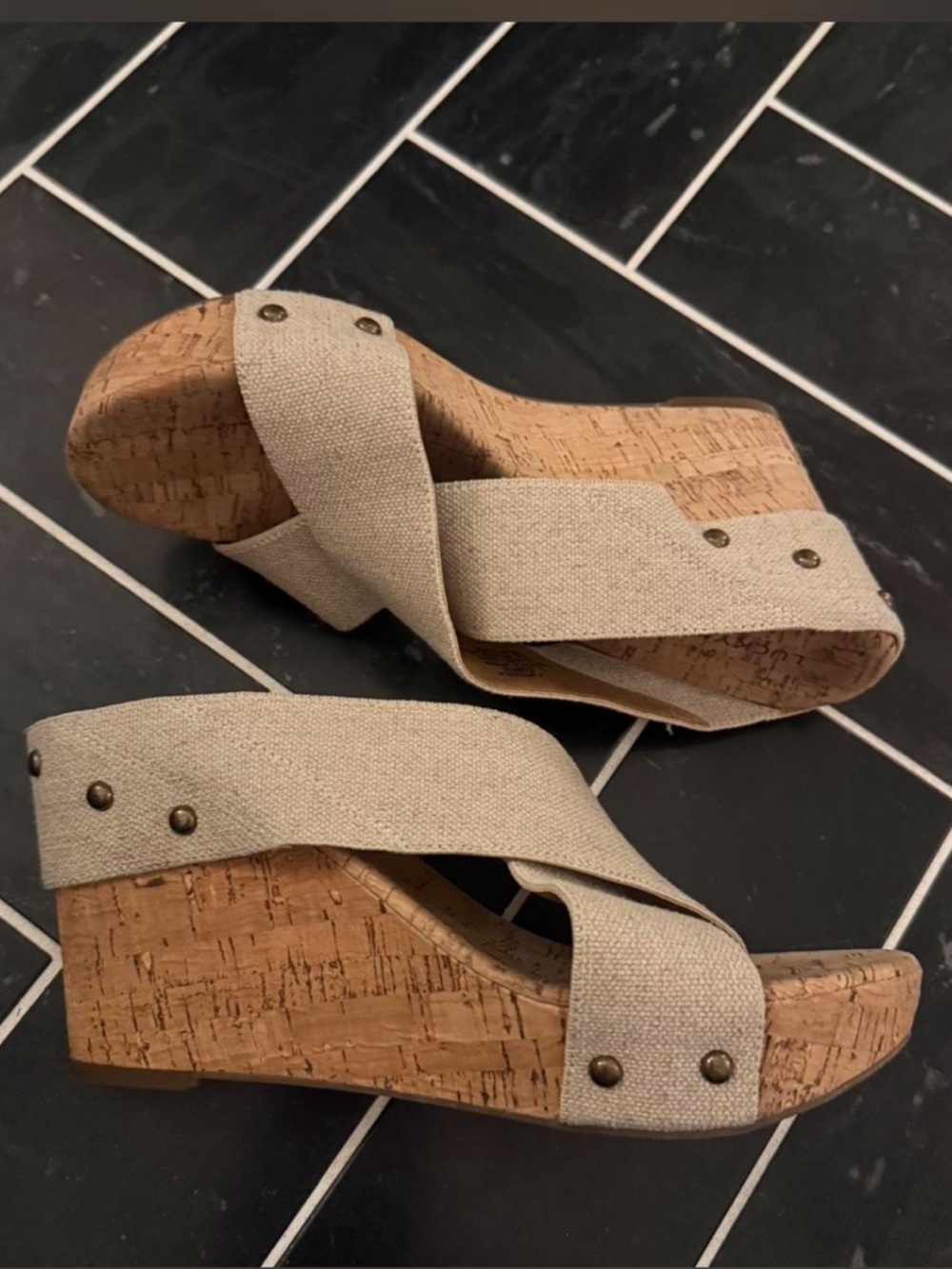 Lucky Brand Wedge Sandals with Crossed Straps